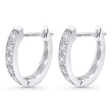 Wholesale Solid 10K White Gold 14mm Round Diamond Hoop Huggie Earrings With Post And Click Backing