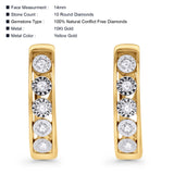 Wholesale Solid 10K Yellow Gold 14mm Round Diamond Hoop Huggie Earrings With Post And Click Backing