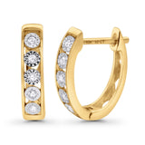 Wholesale Solid 10K Yellow Gold 14mm Round Diamond Hoop Huggie Earrings With Post And Click Backing