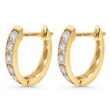 Wholesale Solid 10K Yellow Gold 14mm Round Diamond Hoop Huggie Earrings With Post And Click Backing