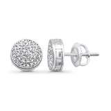 Solid 10K White Gold 8mm Micro Pave Round Classic Diamond Stud Earring With Screw Backing Wholesale