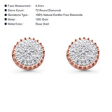 Solid 10K Rose Gold 8.5mm Micro Pave Diamond Stud Earring Wholesale