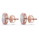 Solid 10K Rose Gold 8.5mm Micro Pave Diamond Stud Earring Wholesale