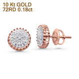 Solid 10K Rose Gold 8.5mm Micro Pave Diamond Stud Earring Wholesale