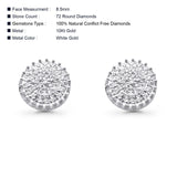 Solid 10K White Gold 8.5mm Micro Pave Diamond Stud Earring Wholesale