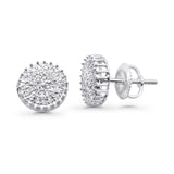 Solid 10K White Gold 8.5mm Micro Pave Diamond Stud Earring Wholesale