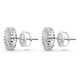 Solid 10K White Gold 8.5mm Micro Pave Diamond Stud Earring Wholesale