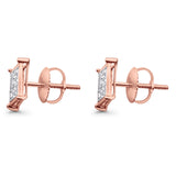 Solid 10K Rose Gold 7.9mm Square Micro Pave Diamond Stud Earring Wholesale