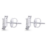 Solid 10K White Gold 7.9mm Square Micro Pave Diamond Stud Earring Wholesale