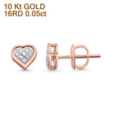 Solid 10K Rose Gold 6mm Diamond Heart Earrings Wholesale