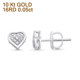 Solid 10K White Gold 6mm Diamond Heart Earrings Wholesale