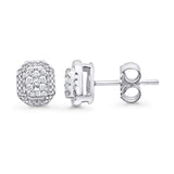 Solid 10K White Gold 6mm Classic Round Diamond Stud Earring Wholesale