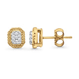 Solid 10K Yellow Gold 6mm Classic Round Diamond Stud Earring Wholesale