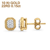 Solid 10K Yellow Gold 6mm Classic Round Diamond Stud Earring Wholesale