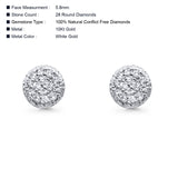 Solid 10K White Gold 5.8mm Round Diamond Stud Earrings Wholesale