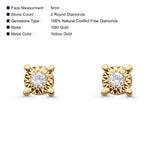 Solid 10K Yellow Gold 5mm Round Classic Diamond Stud Earrings Wholesale