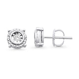 Solid 10K White Gold 7mm Round Diamond Stud Earrings Wholesale