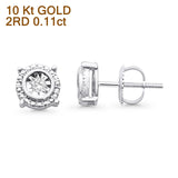 Solid 10K White Gold 7mm Round Diamond Stud Earrings Wholesale