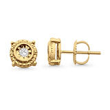 Solid 10K Yellow Gold 7mm Round Diamond Stud Earrings Wholesale