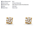 Solid 10K Yellow Gold 4mm Round Diamond Stud Earrings Wholesale