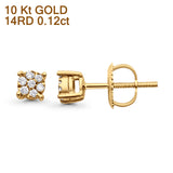 Solid 10K Yellow Gold 4mm Round Diamond Stud Earrings Wholesale