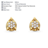 Solid 10K Yellow Gold 8mm Round Diamond Stud Earrings Wholesale