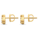 Solid 10K Yellow Gold 8mm Round Diamond Stud Earrings Wholesale