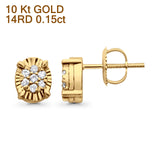 Solid 10K Yellow Gold 7.7mm Round Diamond Stud Earrings Wholesale