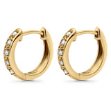 Solid 10K Yellow Gold 12.7mm Round Diamond Hoop Earrings Wholesale