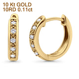 Solid 10K Yellow Gold 12.7mm Round Diamond Hoop Earrings Wholesale