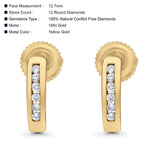 Solid 10K Yellow Gold 12.7mm Round Diamond Hoop Earrings Wholesale