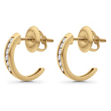 Solid 10K Yellow Gold 12.7mm Round Diamond Hoop Earrings Wholesale