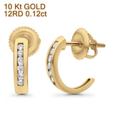 Solid 10K Yellow Gold 12.7mm Round Diamond Hoop Earrings Wholesale