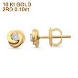 Solid 10K Yellow Gold 5.8mm Round Diamond Stud Earrings Wholesale