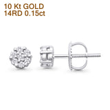 Solid 10K White Gold 4.9mm Round Cluster Diamond Stud Earrings Wholesale