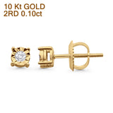 Solid 10K Yellow Gold 4.2mm Classic Round Diamond Stud Earrings Wholesale