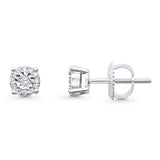 Solid 10K White Gold 5mm Classic Round Diamond Stud Earrings Wholesale