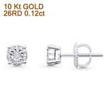 Solid 10K White Gold 5mm Classic Round Diamond Stud Earrings Wholesale