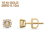 Solid 10K Yellow Gold 5mm Classic Round Diamond Stud Earrings Wholesale