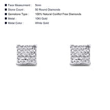 Solid 10K White Gold 5mm Square Classic Round Fine Diamond Stud Earrings Wholesale