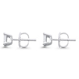 Solid 10K White Gold 5mm Square Classic Round Fine Diamond Stud Earrings Wholesale