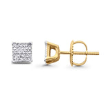 Solid 10K Yellow Gold 5mm Square Classic Round Fine Diamond Stud Earrings Wholesale