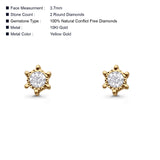 Solid 10K Yellow Gold 3.7mm Round Diamond Stud Earrings Wholesale