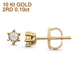 Solid 10K Yellow Gold 3.7mm Round Diamond Stud Earrings Wholesale