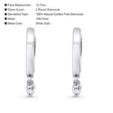 Solid 10K White Gold 12.7mm Round Diamond Hoop Earrings Wholesale