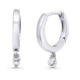 Solid 10K White Gold 12.7mm Round Diamond Hoop Earrings Wholesale