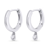 Solid 10K White Gold 12.7mm Round Diamond Hoop Earrings Wholesale