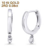 Solid 10K White Gold 12.7mm Round Diamond Hoop Earrings Wholesale