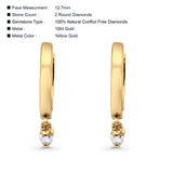 Solid 10K Yellow Gold 12.7mm Round Diamond Hoop Earrings Wholesale