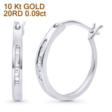 Solid 10K White Gold 12.7mm Baguette Diamond Hoop Earrings Wholesale